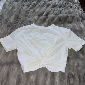 TopShop white cropped T shirt with tie in front